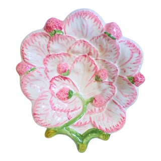 Vintage Strawberry Majolica Plate Made in Portugal For Sale