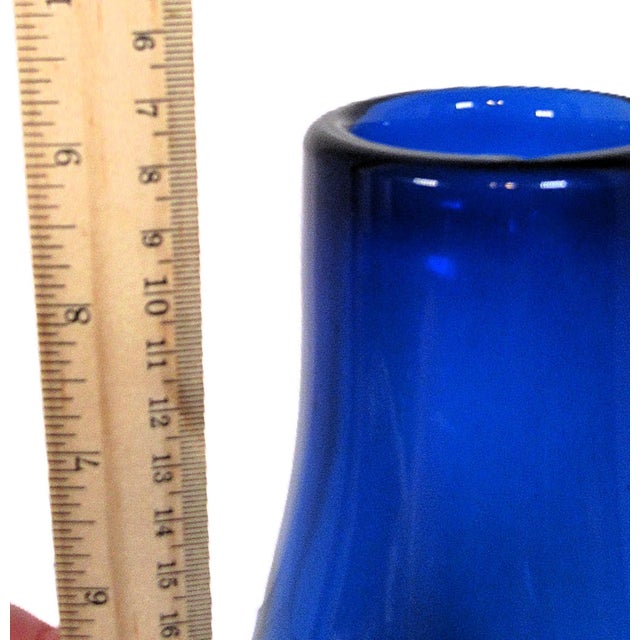 Mid-Century Blown Glass Vase Cobalt Blue 9" For Sale In New Orleans - Image 6 of 11