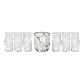 Baccarat Crystal Barware Set With Ice Bucket and Twelve Glasses. 20th Century. For Sale
