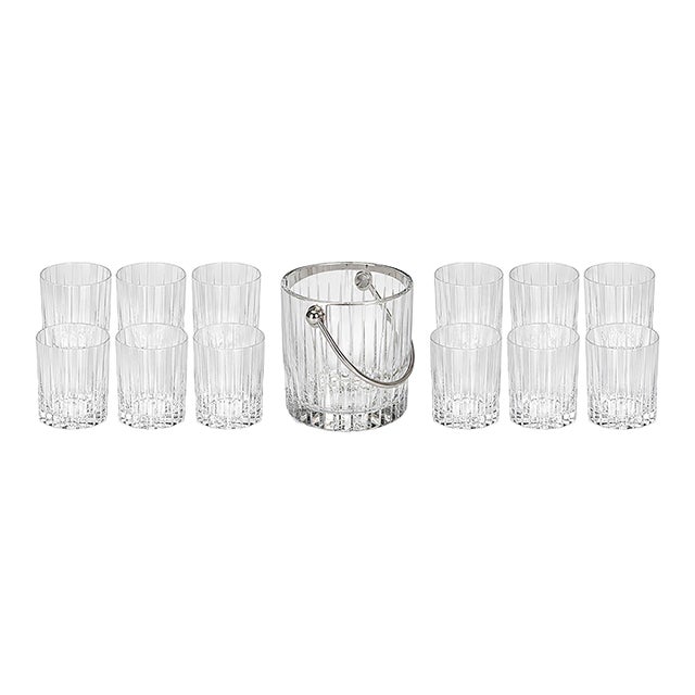 Baccarat Crystal Barware Set With Ice Bucket and Twelve Glasses. 20th Century. For Sale