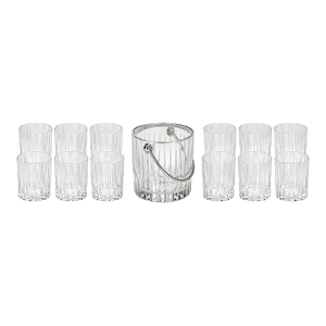 Baccarat Crystal Barware Set With Ice Bucket and Twelve Glasses. 20th Century.
