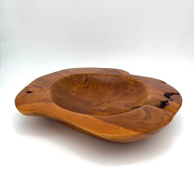 Mid-Century Modern Natural Teak Large Decorative Bowl For Sale - Image 3 of 12