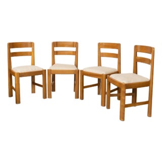 1940s French Elm Dining Chairs, Set of 4 For Sale