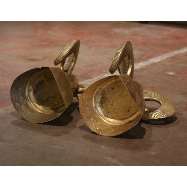 Pair of Vintage French Gilt Brass Ram Head Sculptures For Sale - Image 9 of 9