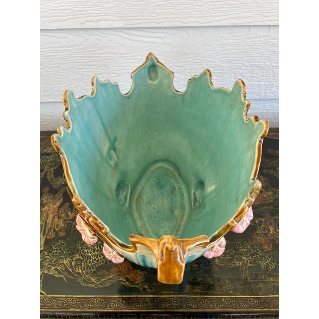 Antique French Majolica Jardinière Planter Peacock Onnaing Large Cache Pot C1880 For Sale - Image 16 of 18
