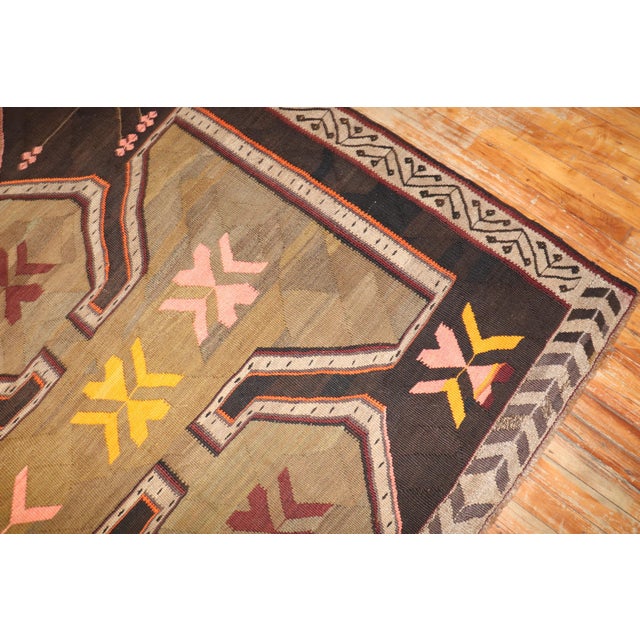 Modern Gallery Size Vintage Zabihi Collection Turkish Kilim - 6'3" x 14'8" For Sale - Image 3 of 8