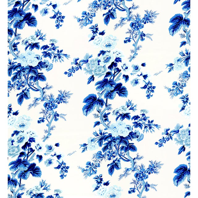 Contemporary Sample - Schumacher Pyne Hollyhock Wallpaper in Indigo For Sale - Image 3 of 4