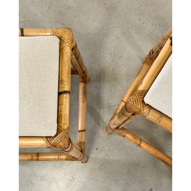 Mid-Century Modern Vintage Bamboo Bar Stools, 1970s, Set of 2 For Sale - Image 3 of 10