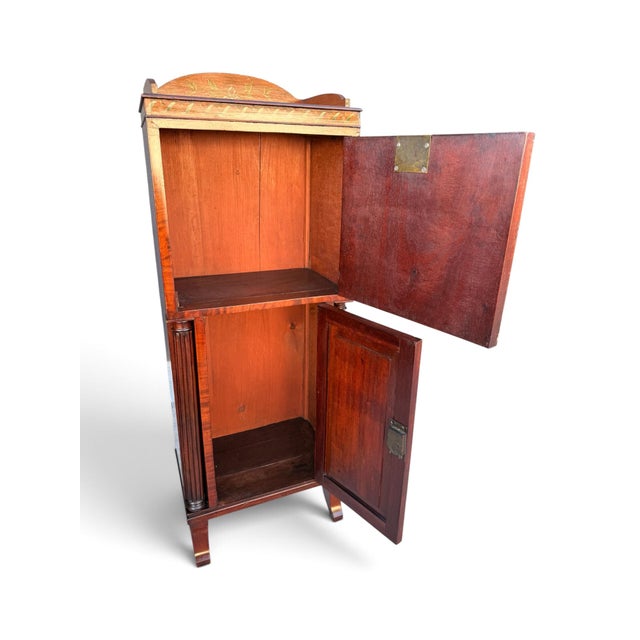Pair of English Adam Revival Hand-Painted Satinwood Pedestal Cabinets For Sale - Image 9 of 11