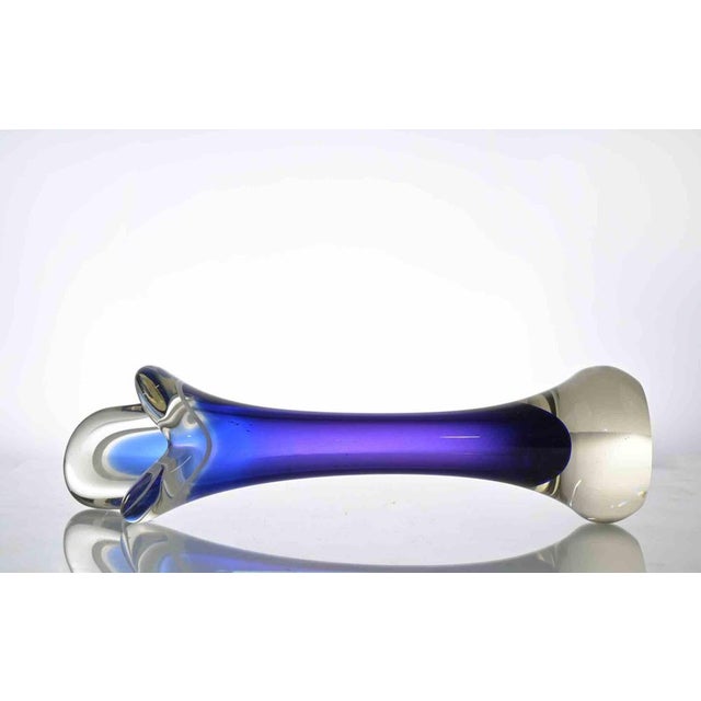 Vintage Blue Glass Vase, Italy, 1970s For Sale - Image 4 of 5