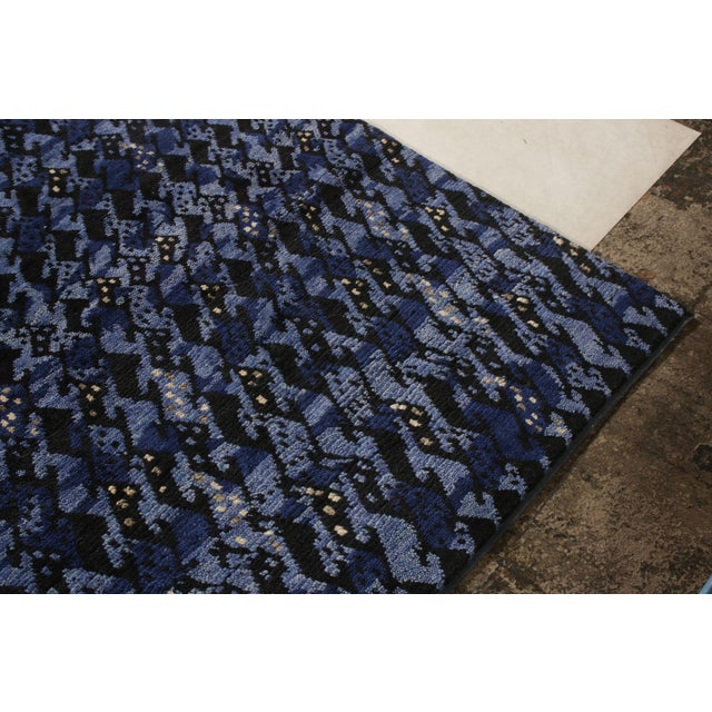 2010s Rug & Kilim’s Scandinavian Style Rug in All Over Blue, Black Geometric Pattern For Sale - Image 5 of 9