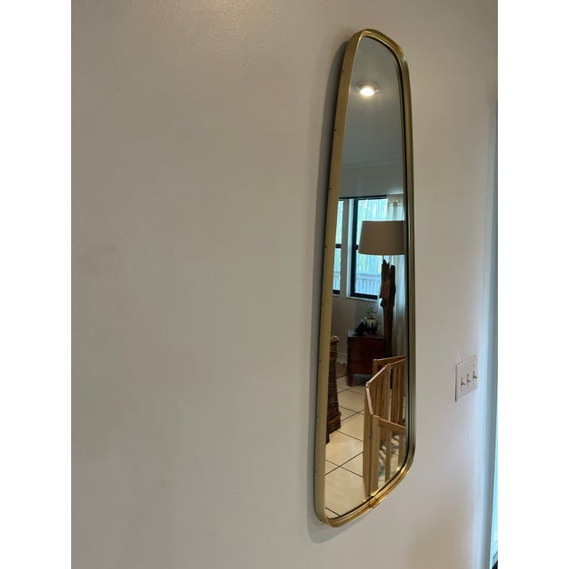 Vintage Mid-Century Modern Organic Brass Teardrop Wall Mirror, 1970s For Sale - Image 4 of 12