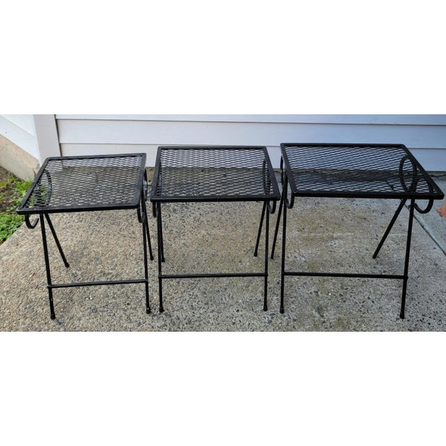 Metal Maurizio Tempestini Nesting Tables an Attribution to Salterini For Sale - Image 7 of 10