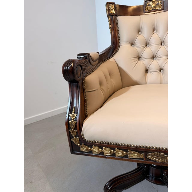 Empire Style Swivel Desk Chair in Leather For Sale - Image 5 of 8