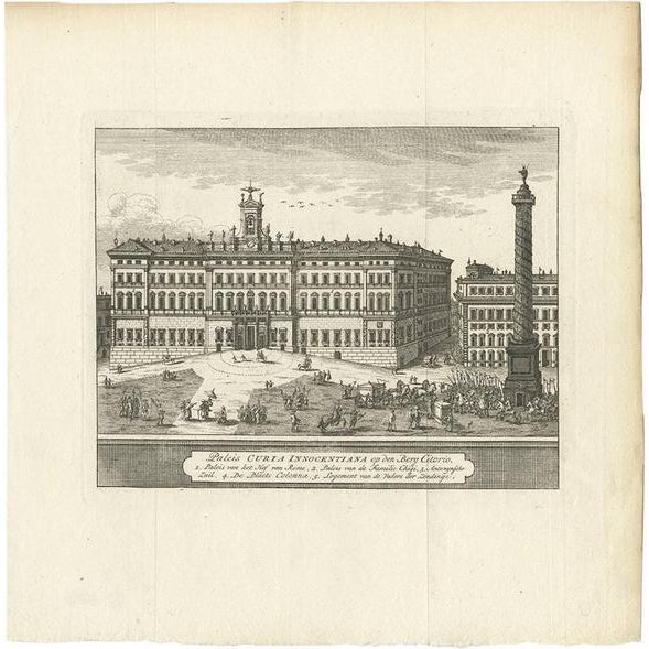 Late 18th Century M. De Bruyn, Illustration of Palazzo Montecitorio, Rome, 1779, Print For Sale - Image 5 of 5