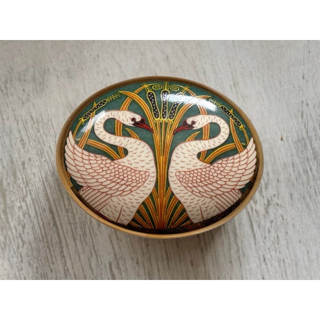 English Small English Swans and Bullrush Fine Bone China Lidded Box For Sale - Image 3 of 7