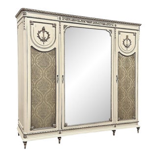 Antique Italian Neoclassical Painted Triple Armoire For Sale