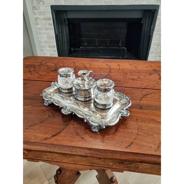 English 18th/19th Century Antique English Georgian III Period Matthew Boulton Inkstand For Sale - Image 3 of 11