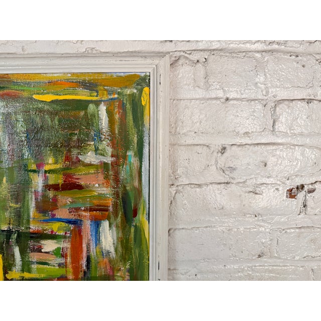 Green Signed Mid-Century Modern Inspired Abstract Painting For Sale - Image 8 of 9