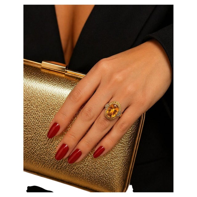 Late 20th Century Bochic “Orient” Vintage Yellow Sapphire, Citrine & Diamonds Set 18K Gold & Silver For Sale - Image 5 of 13