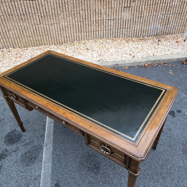 Vintage Hollywood Regency Sligh Lowry Leather Top Writing Desk For Sale - Image 15 of 15