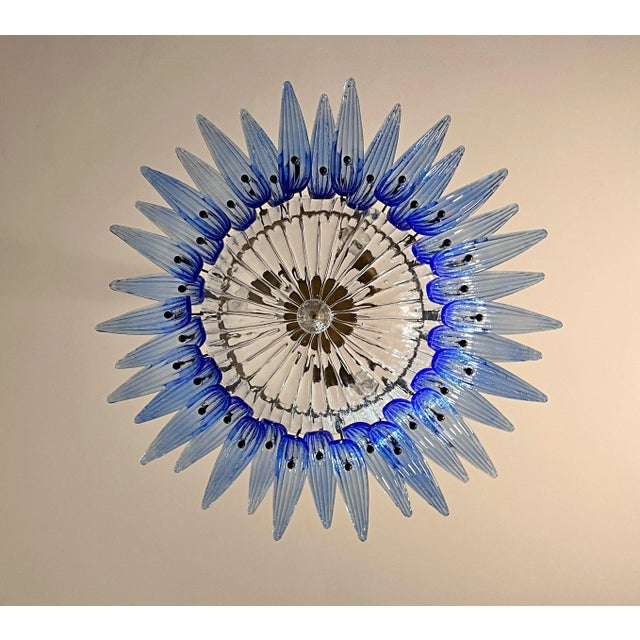Murano Style Chandelier / Ceiling Light Original Palmette, Blue Glasses For Sale In Los Angeles - Image 6 of 8