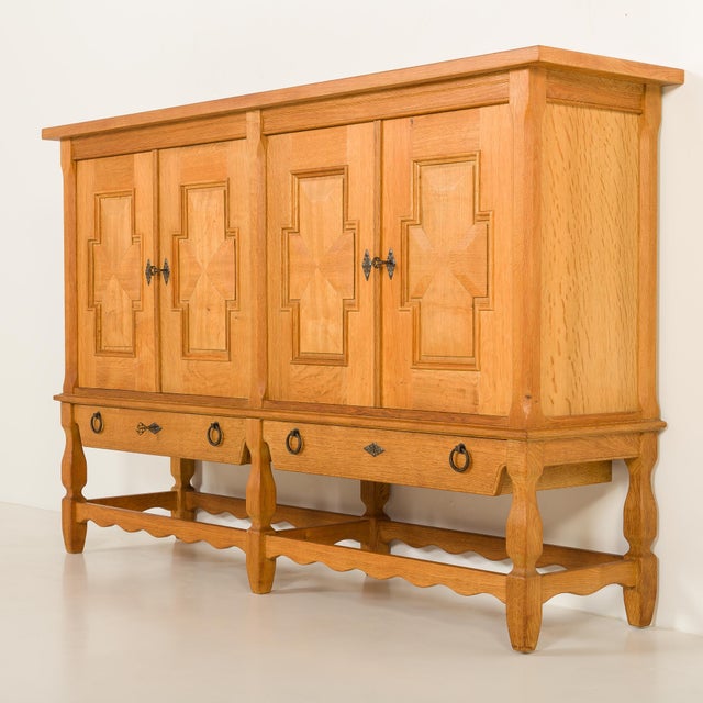 Vintage Oak Sideboard by Henning Kjærnulf, 1970s For Sale - Image 9 of 18