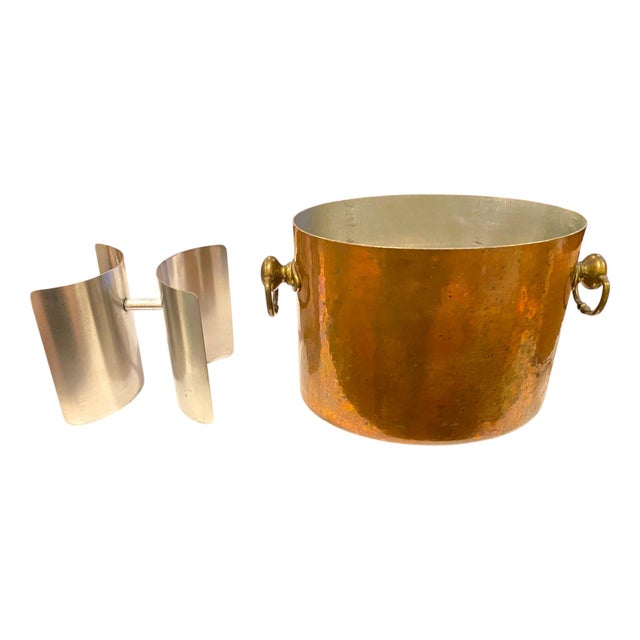 Copper Late 20th Century Williams Sonoma Champagne Ice Bucket, Hammered Copper Made in France by Mauviel For Sale - Image 8 of 13