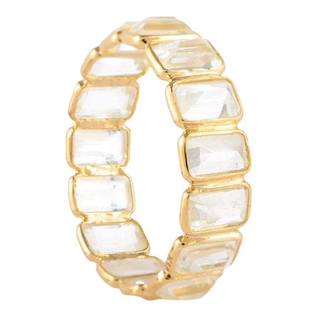 Rainbow Moonstone Modern Eternity Band Ring in 18k Size 7 ( All Sizes Available ) For Sale