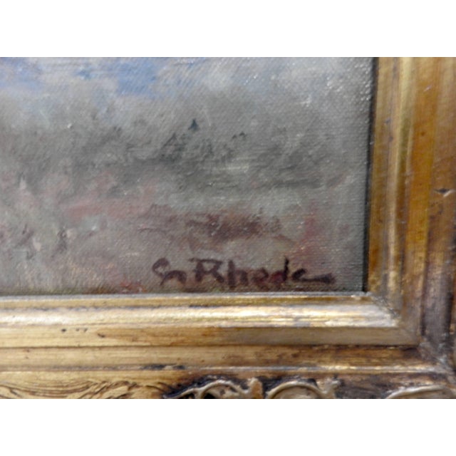 Signed Rhede Oil on Canvas of a Country Landscape For Sale - Image 9 of 11