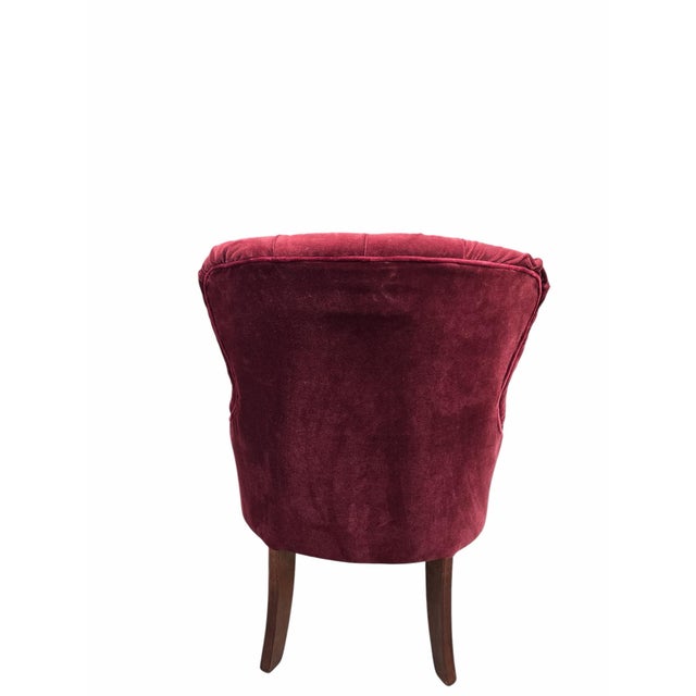 Late 19th Century French Napoleon III Button-Tufted Lounge Chair & Ottoman in Original Red Velvet For Sale In Chicago - Image 6 of 12