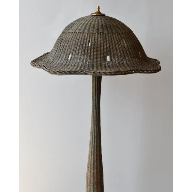 Antique Large-Scale Painted Wicker Mushroom Style Floor Lamp, Circa 1910s-20s For Sale In New York - Image 6 of 18