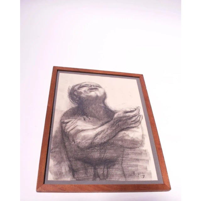 James Joseph Kearns (b. 1924) etching, signed at dated "1957." Depicts a man with hollow eyes and a despondent expression...