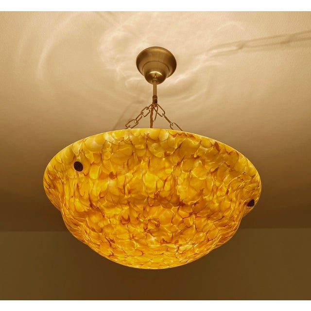 Art Deco Amber Glass Pendant Light, 1930s For Sale - Image 11 of 18