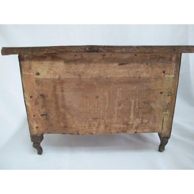 Antique Marquetry Inlaid Wood Miniature Footed Jewelry Box Vanity Chest For Sale - Image 9 of 18