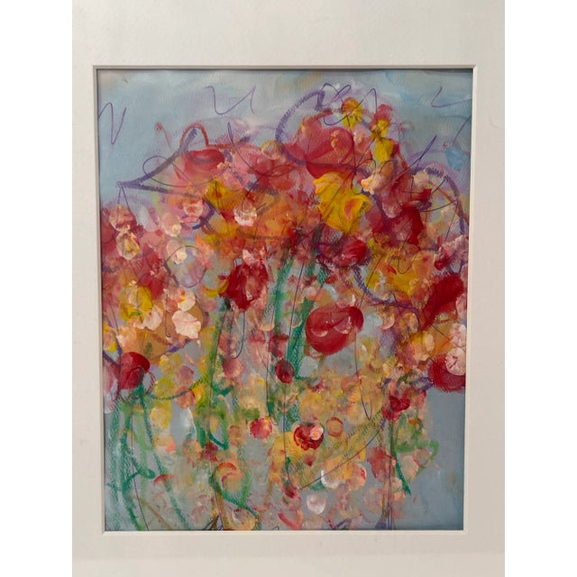 Original Mixed Media Artwork “Poppy Static” (Watered Acrylic Painting and Ink on Art Paper); Signed, Framed For Sale - Image 4 of 12
