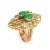 Stylish vintage abstract jade & diamond ring (circa 1970s) crafted in 14 karat yellow gold. Jade cabochons are estimated...