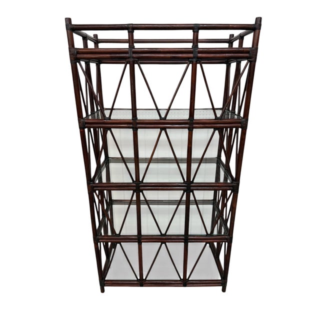 Brown Vintage Dark Walnut Bamboo Etagere For Sale - Image 8 of 8