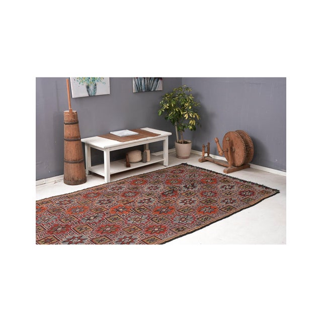 Embroidered Vintage Kilim Rug - 5`7″ X 10`6″ For Sale In Los Angeles - Image 6 of 6