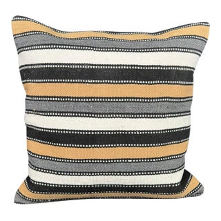 Turkish Hemp Pillow Cushion Natural Beige Black Cushion Cover 20"x20" For Sale