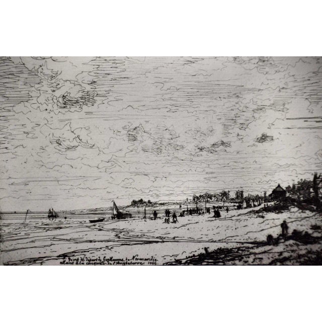 Mid 19th Century The Beach in Normandy, France, Near Bayeux: A 19th C. Etching by Maxime Lalanne, 1868 For Sale - Image 5 of 6