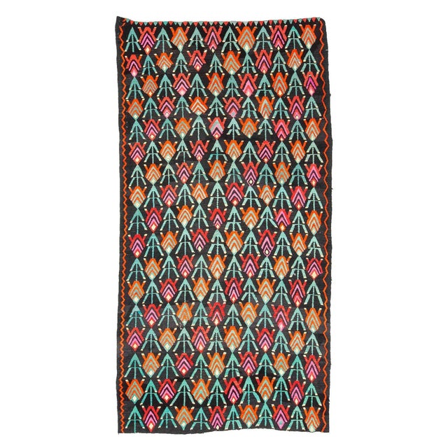 Textile Colorful Vintage Turkish Kilim Rug For Sale - Image 7 of 7
