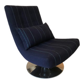 Williams Sonoma Home James Swivel Chair in Custom Maya Romanoff Fabric, Polished Nickel Base For Sale