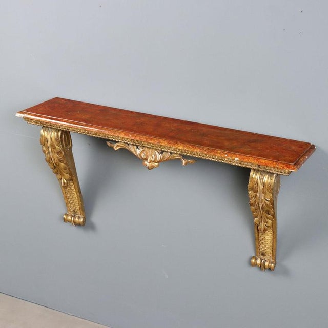 Antique 19th Century Console in Carved Gilded Wood, Italy For Sale - Image 3 of 11