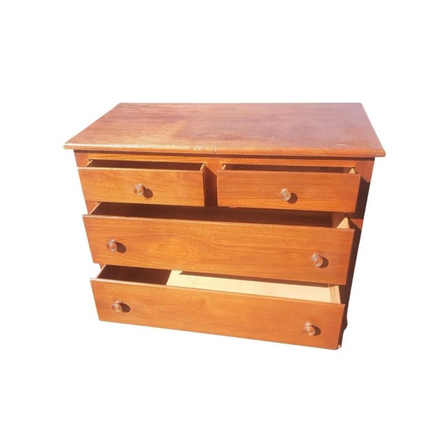 1930s 1930s Oak Chest of Drawers With Original Wood Drawer Knobs For Sale - Image 5 of 10