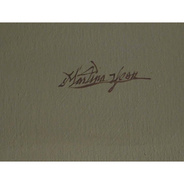 2000 - 2009 Martina Yeon Original Oil on Canvas"Garden Party" Roses Custom Framed H.Signed For Sale - Image 5 of 6