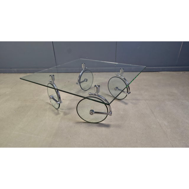 Glass Coffee Table with Wheels by Gae Aulenti, 1980s For Sale - Image 12 of 13