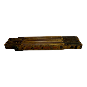 Vintage Accordion Folding Ruler Lufkin Red End Extension Rule Brass Extension