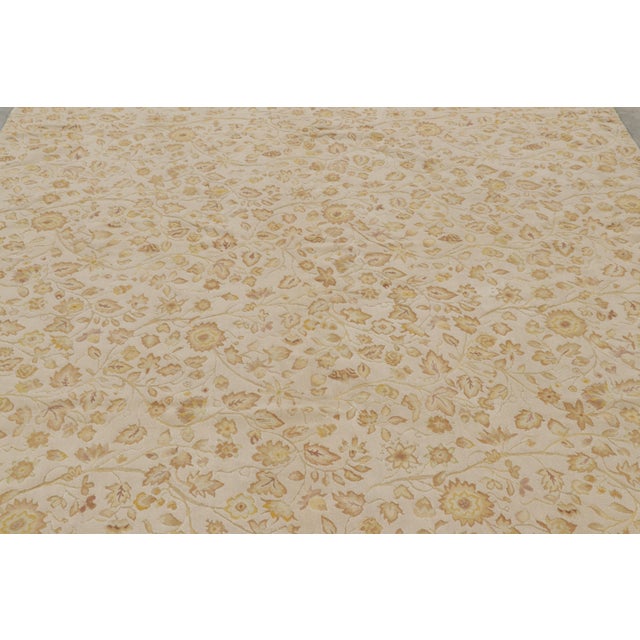 Rug & Kilim’s Tudor Style Rug in White With Beige-Brown Floral Patterns For Sale In New York - Image 6 of 9