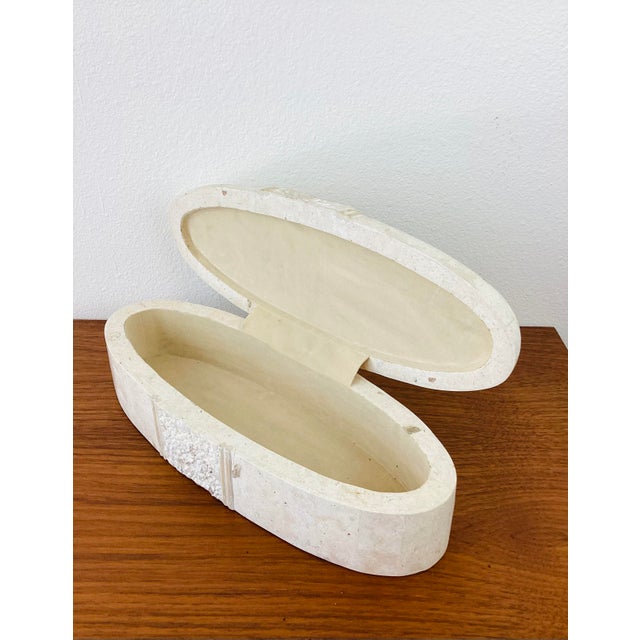 Vintage 1980s Tessellated Stone & Reed Oval Lidded Box / Maitland Smith Style For Sale - Image 9 of 10